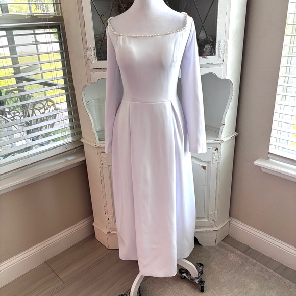Dresses & Skirts - NEW, White Dress, Short Wedding Dress, Long Sleeve Pearl Trim, NWOT, Size: XL/16